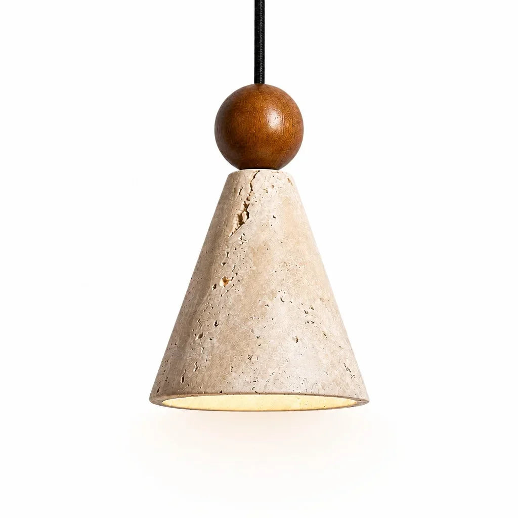 Ariad Wabi-Sabi Travertine Cone Pendant Light 0