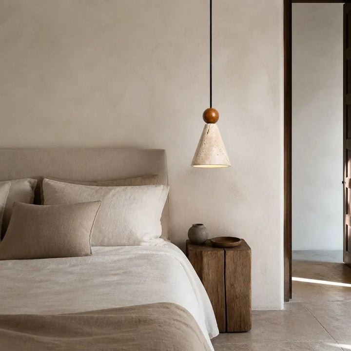 Ariad Wabi-Sabi Travertine Cone Pendant Light 1