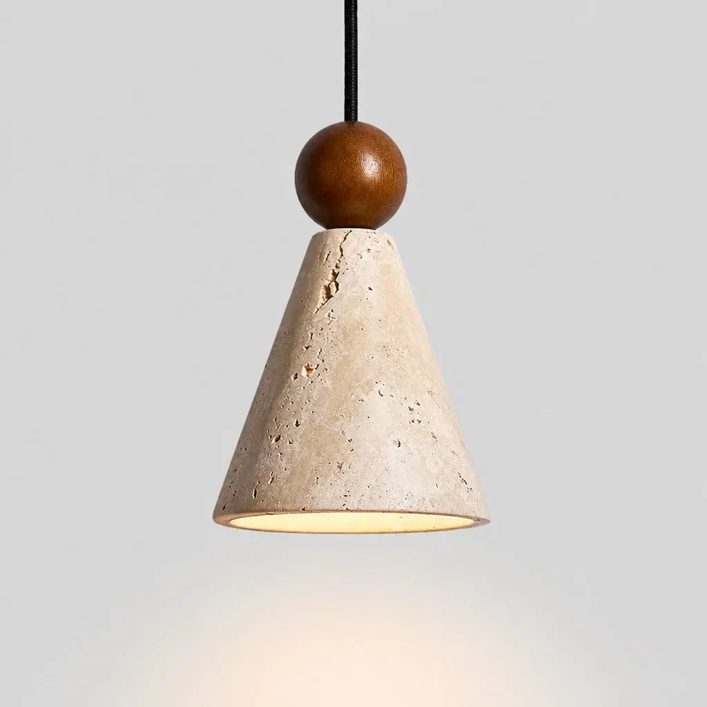 Ariad Wabi-Sabi Travertine Cone Pendant Light 2