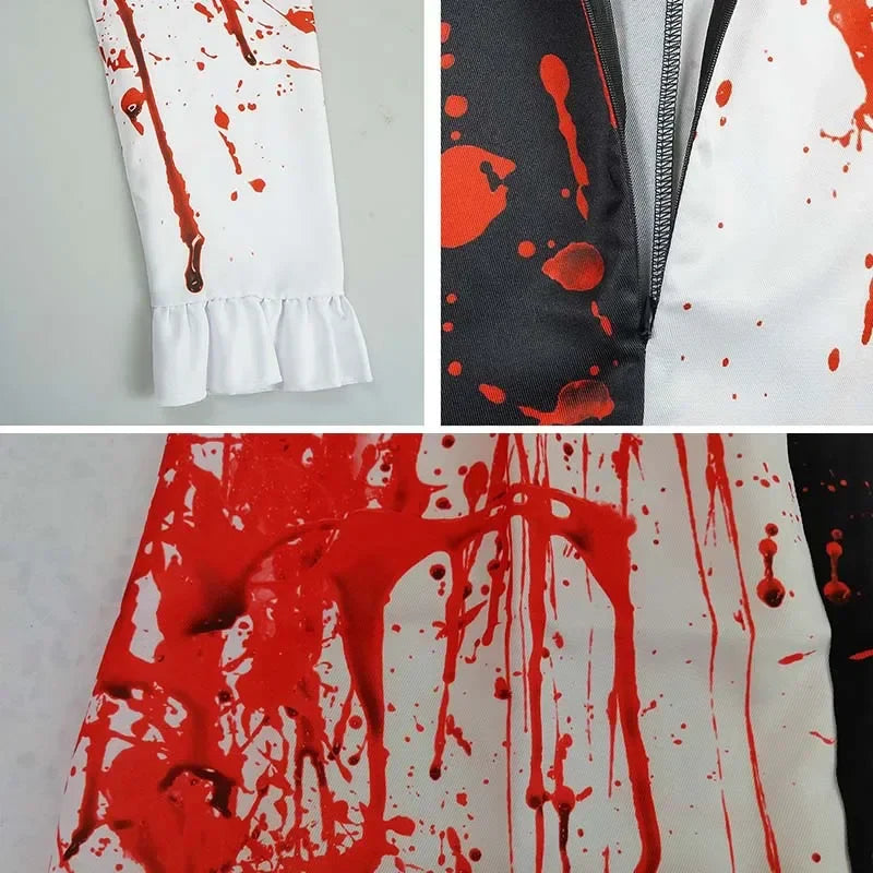 GrimLaugh – Clown Kostuum met Masker – Halloween Outfit voor Mannen & Vrouwen