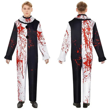 GrimLaugh – Clown Kostuum met Masker – Halloween Outfit voor Mannen & Vrouwen