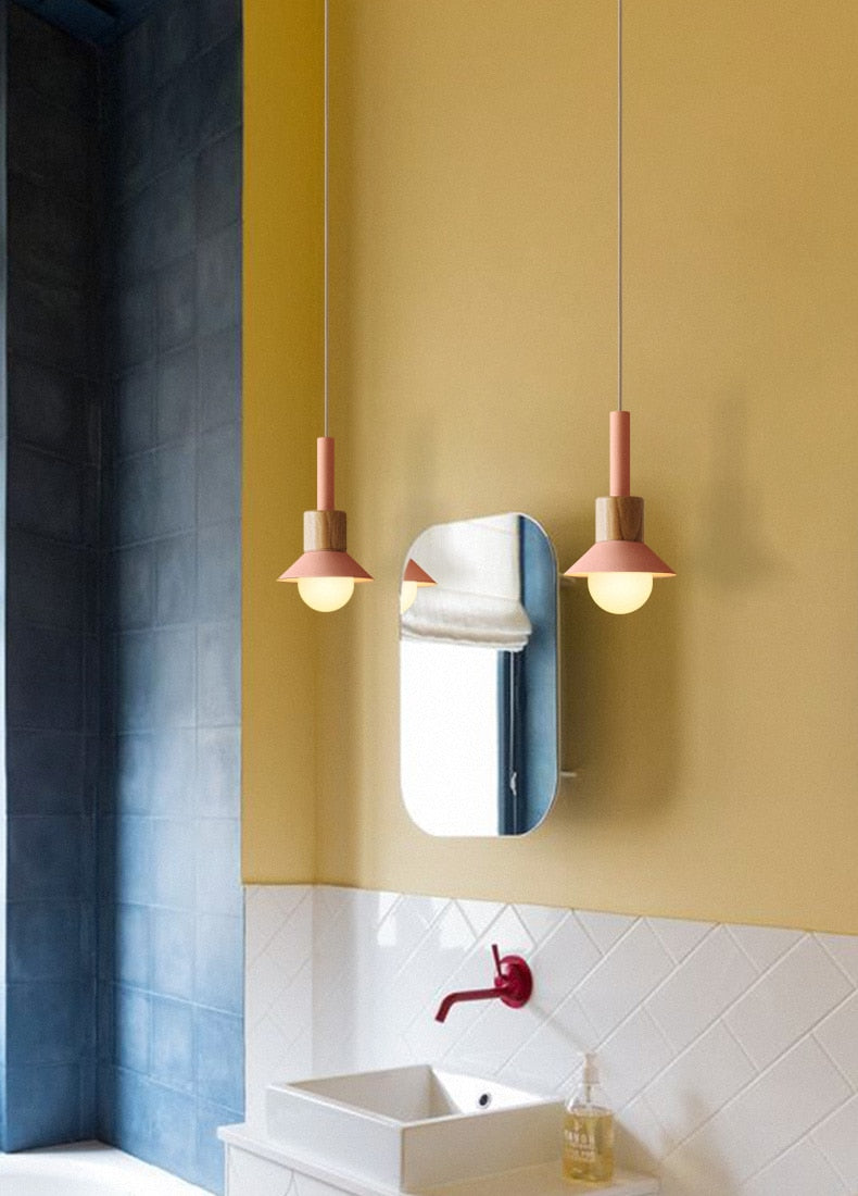 Novaro Hanglamp van Metaal &amp; Hout – Kleurrijk Design met Verstelbaar Snoer
