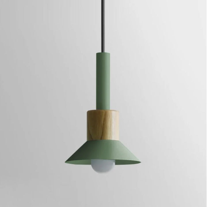 Novaro Hanglamp van Metaal &amp; Hout – Kleurrijk Design met Verstelbaar Snoer