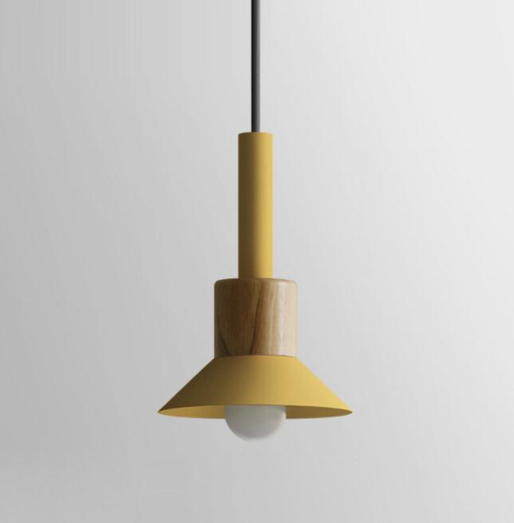 Novaro Hanglamp van Metaal &amp; Hout – Kleurrijk Design met Verstelbaar Snoer