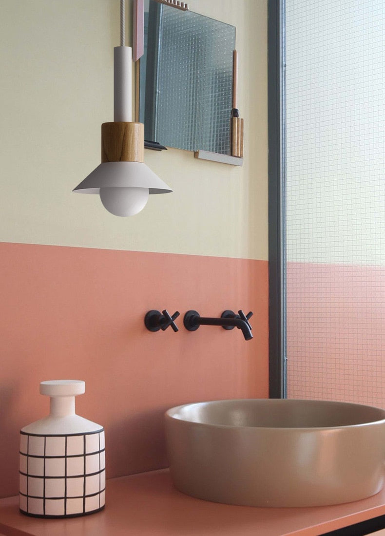 Novaro Hanglamp van Metaal &amp; Hout – Kleurrijk Design met Verstelbaar Snoer