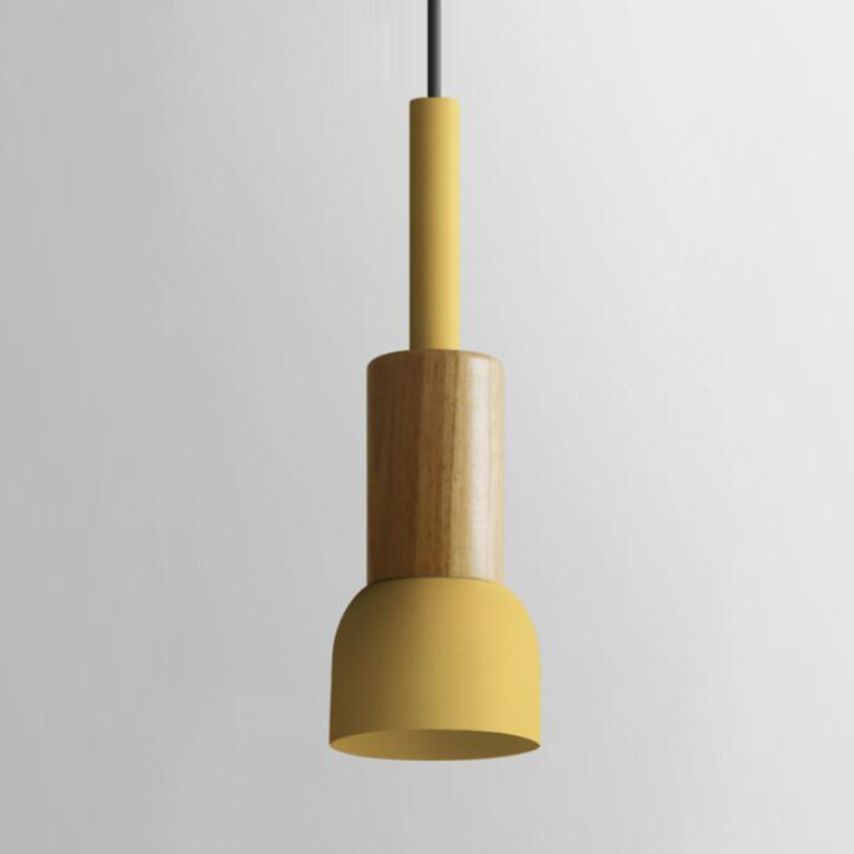 Novaro Hanglamp van Metaal &amp; Hout – Kleurrijk Design met Verstelbaar Snoer