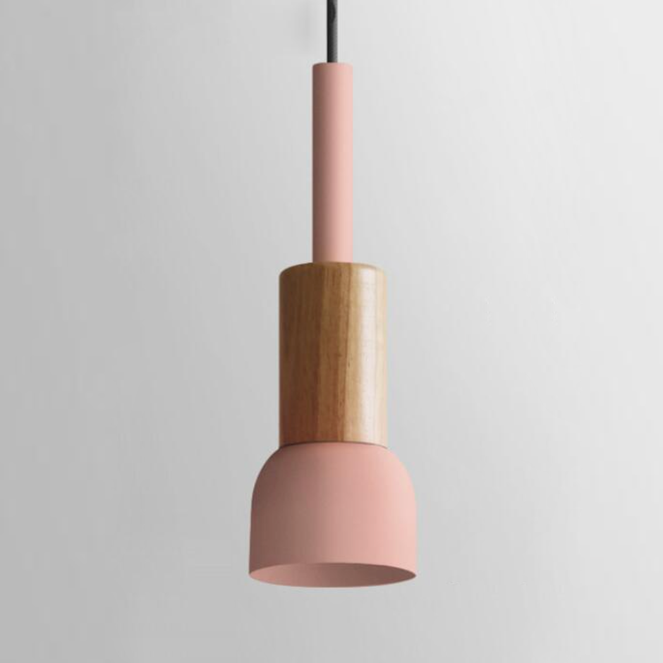 Novaro Hanglamp van Metaal &amp; Hout – Kleurrijk Design met Verstelbaar Snoer
