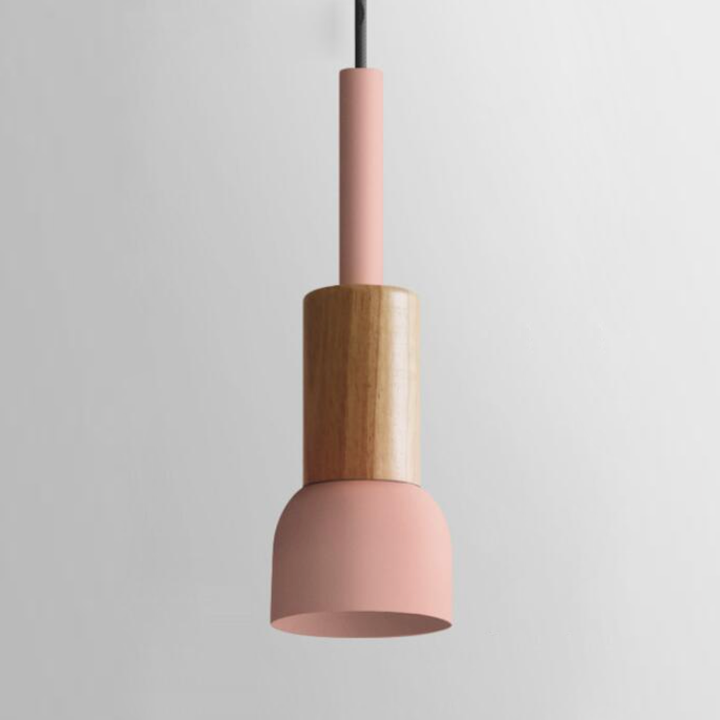 Novaro Hanglamp van Metaal &amp; Hout – Kleurrijk Design met Verstelbaar Snoer