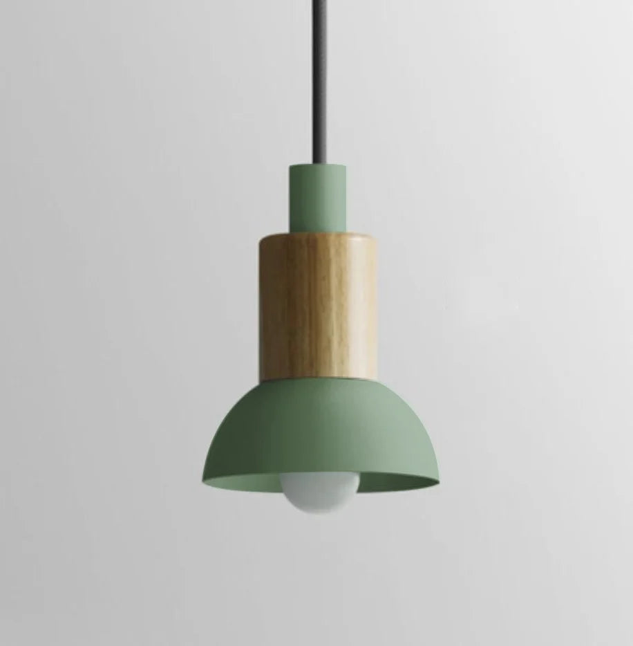 Novaro Hanglamp van Metaal &amp; Hout – Kleurrijk Design met Verstelbaar Snoer