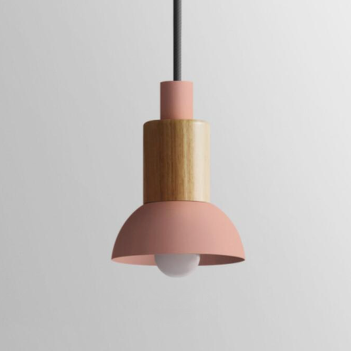 Novaro Hanglamp van Metaal &amp; Hout – Kleurrijk Design met Verstelbaar Snoer