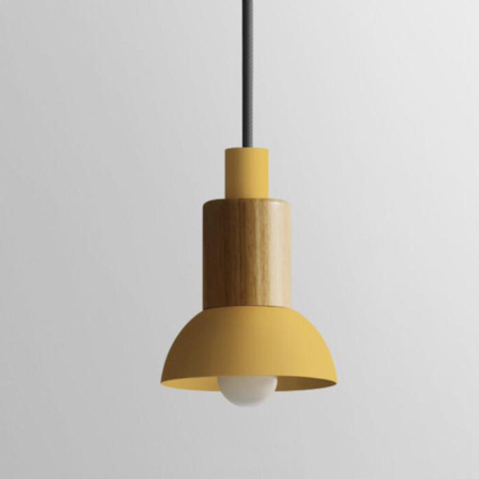 Novaro Hanglamp van Metaal &amp; Hout – Kleurrijk Design met Verstelbaar Snoer
