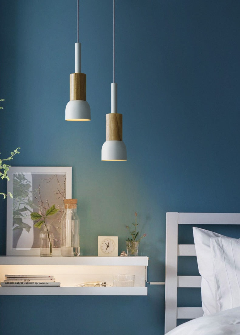Novaro Hanglamp van Metaal &amp; Hout – Kleurrijk Design met Verstelbaar Snoer