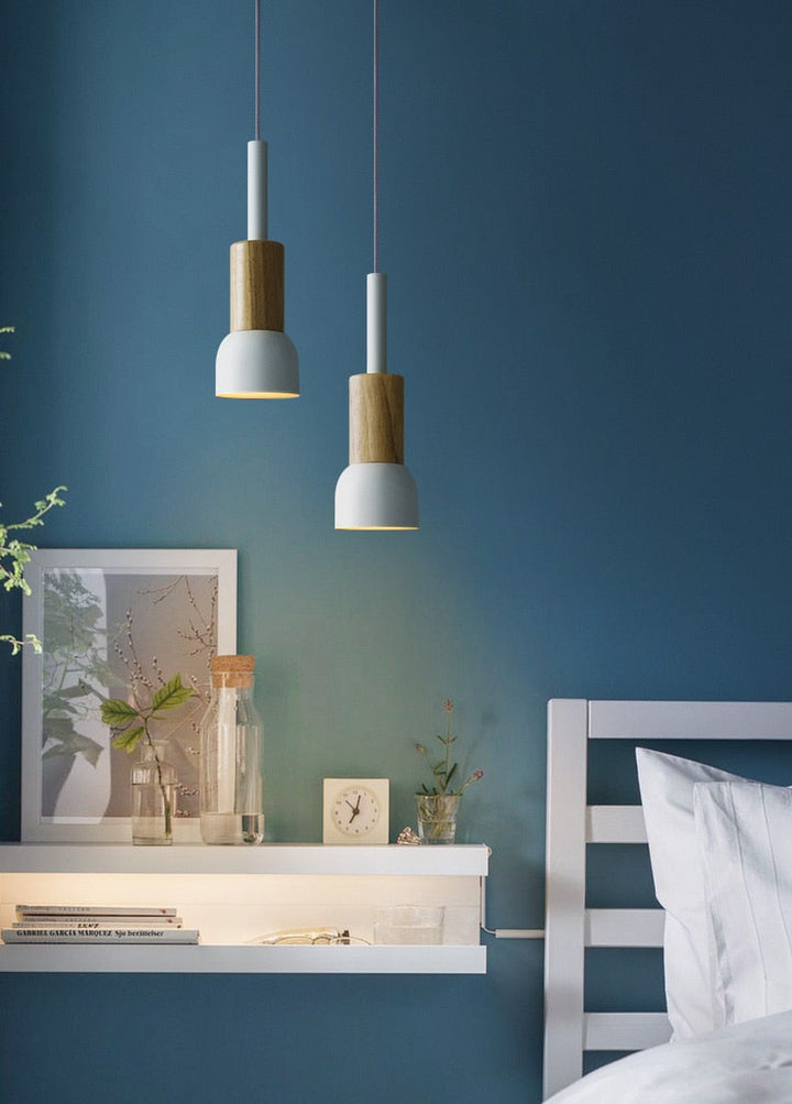 Novaro Hanglamp van Metaal &amp; Hout – Kleurrijk Design met Verstelbaar Snoer