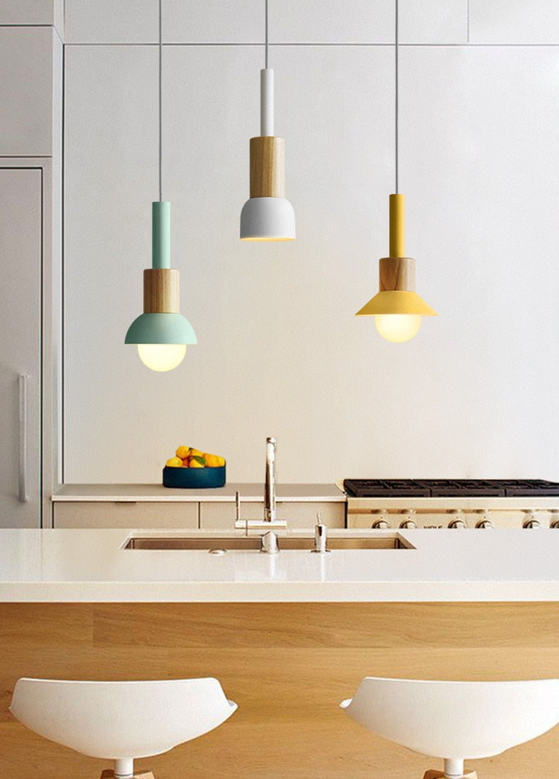 Novaro Hanglamp van Metaal &amp; Hout – Kleurrijk Design met Verstelbaar Snoer