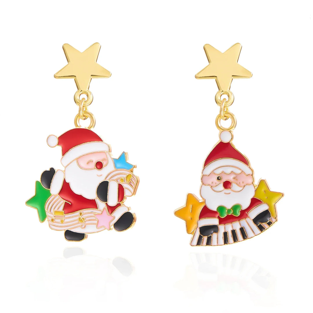 Pendientes Frosty Charm de Navidad – Diseño Asimétrico con Muñeco de Nieve y Lazo Rojo, Accesorio Ligero para Fiestas