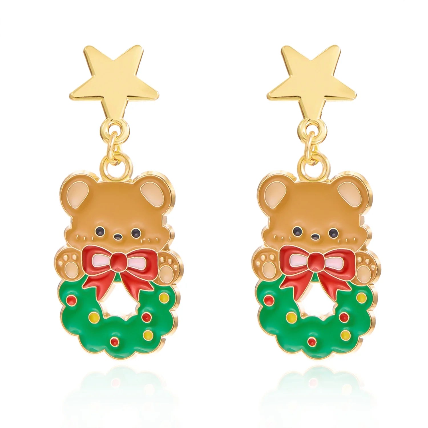 Pendentes Frosty Charm de Nadal – Deseño asimétrico con boneco de neve e lazo vermello, accesorio lixeiro para festas