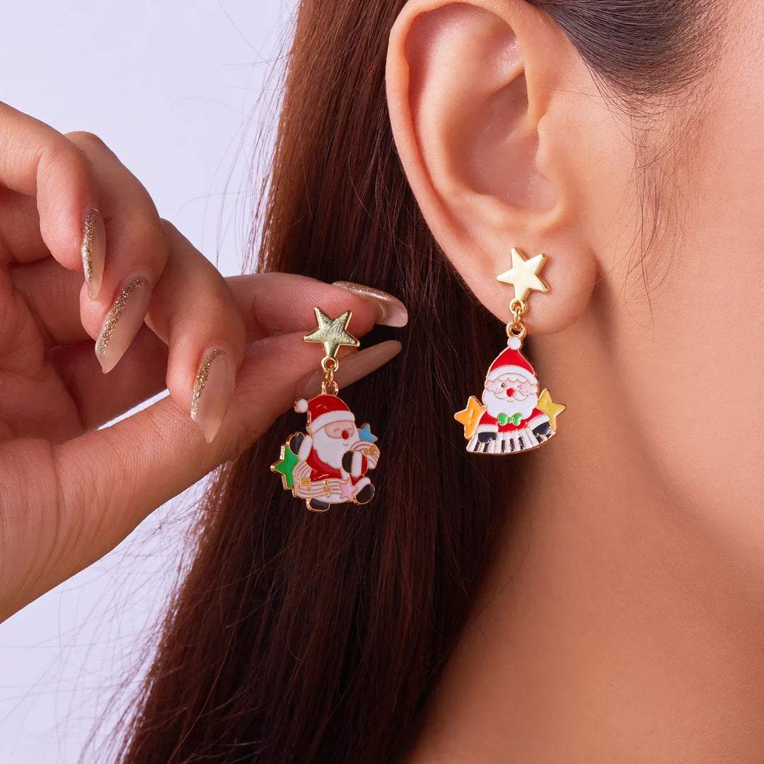 Pendientes Frosty Charm de Navidad – Diseño Asimétrico con Muñeco de Nieve y Lazo Rojo, Accesorio Ligero para Fiestas
