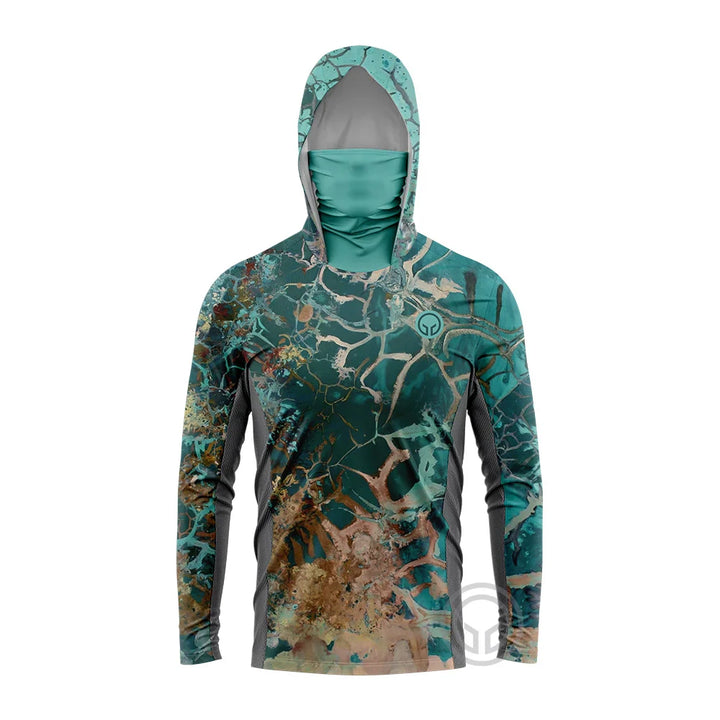 Atmungsaktives Langarm T-Shirt für Männer mit UV-Schutz und Kapuze zum Angeln 13