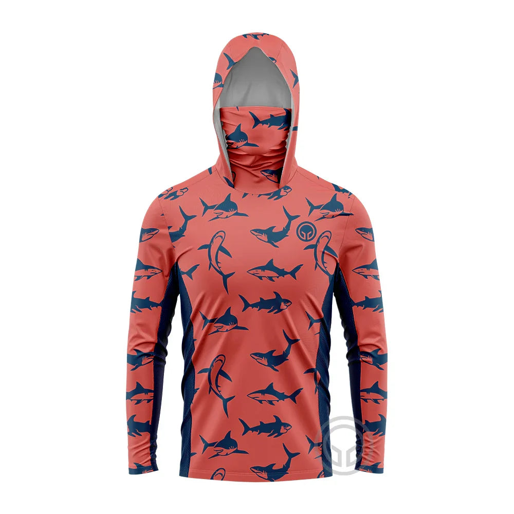 Atmungsaktives Langarm T-Shirt für Männer mit UV-Schutz und Kapuze zum Angeln 14