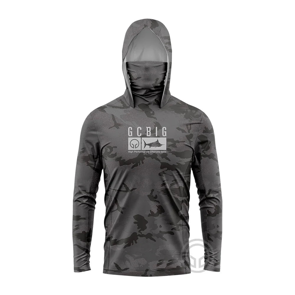 Atmungsaktives Langarm T-Shirt für Männer mit UV-Schutz und Kapuze zum Angeln 17