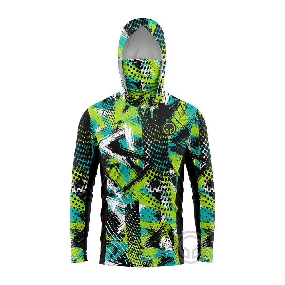 Atmungsaktives Langarm T-Shirt für Männer mit UV-Schutz und Kapuze zum Angeln 3