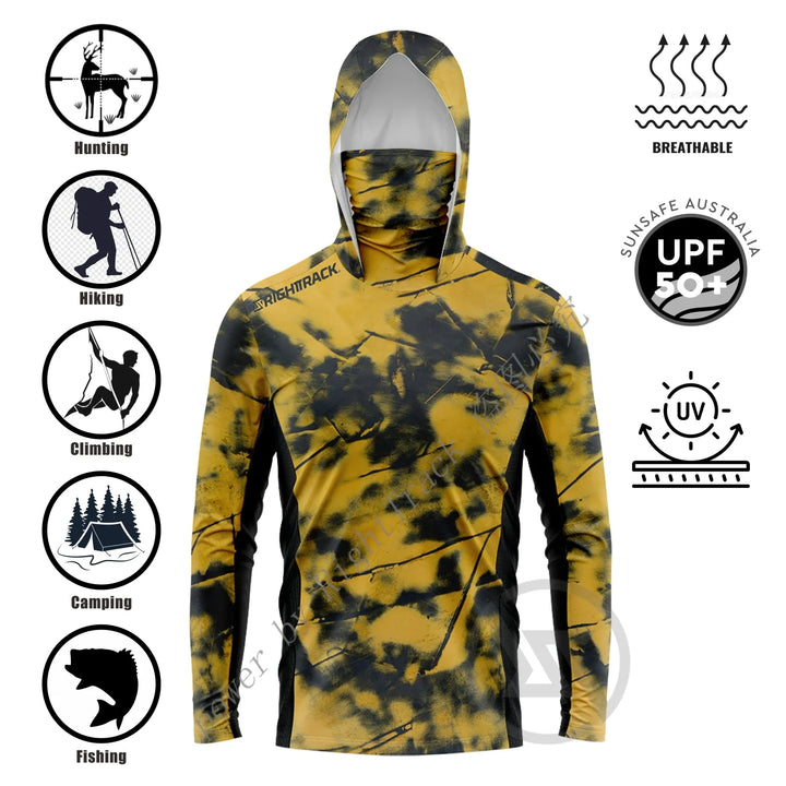 Atmungsaktives Langarm T-Shirt für Männer mit UV-Schutz und Kapuze zum Angeln 4