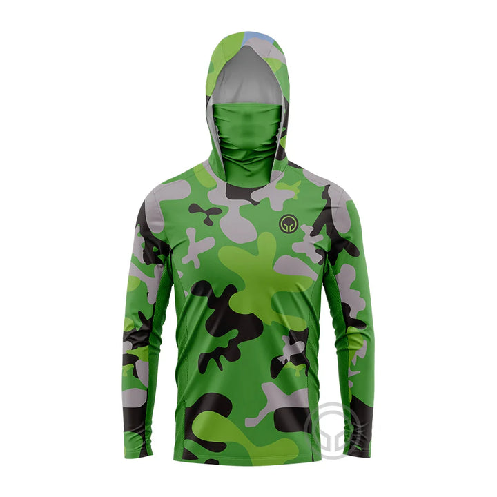Atmungsaktives Langarm T-Shirt für Männer mit UV-Schutz und Kapuze zum Angeln 7