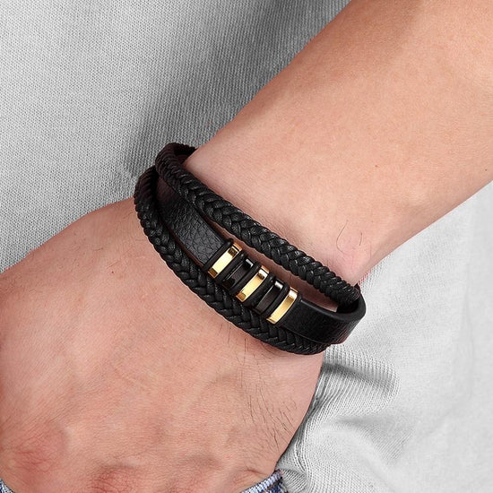 Valorio – Bracciale da uomo in pelle regolabile con design elegante