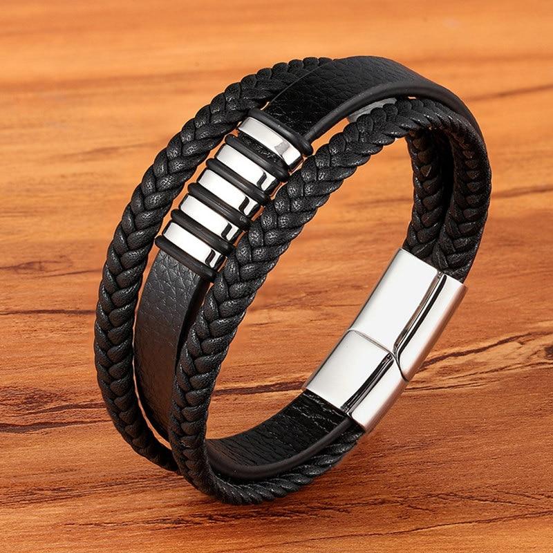 Valorio – Bracciale da uomo in pelle regolabile con design elegante