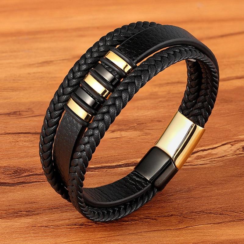 Valorio – Bracciale da uomo in pelle regolabile con design elegante
