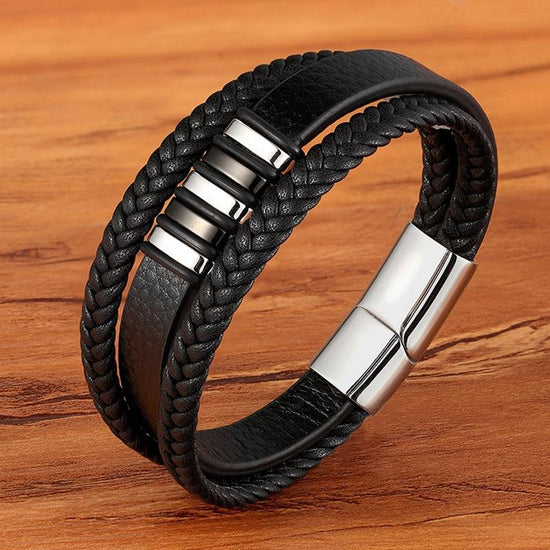 Valorio – Bracciale da uomo in pelle regolabile con design elegante