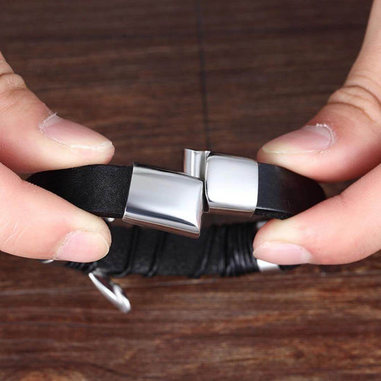 Valorio – Bracciale da uomo in pelle regolabile con design elegante