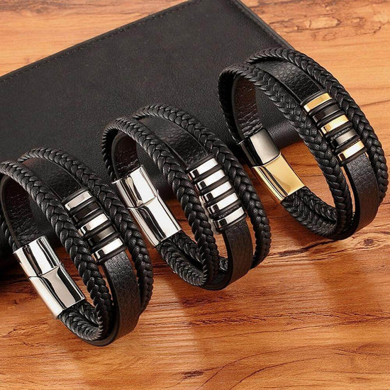 Valorio – Bracciale da uomo in pelle regolabile con design elegante