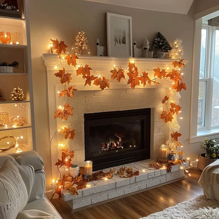 Lighted Garland With Berries and Leaves – Fairy Light Strand in Five Styles Tevako