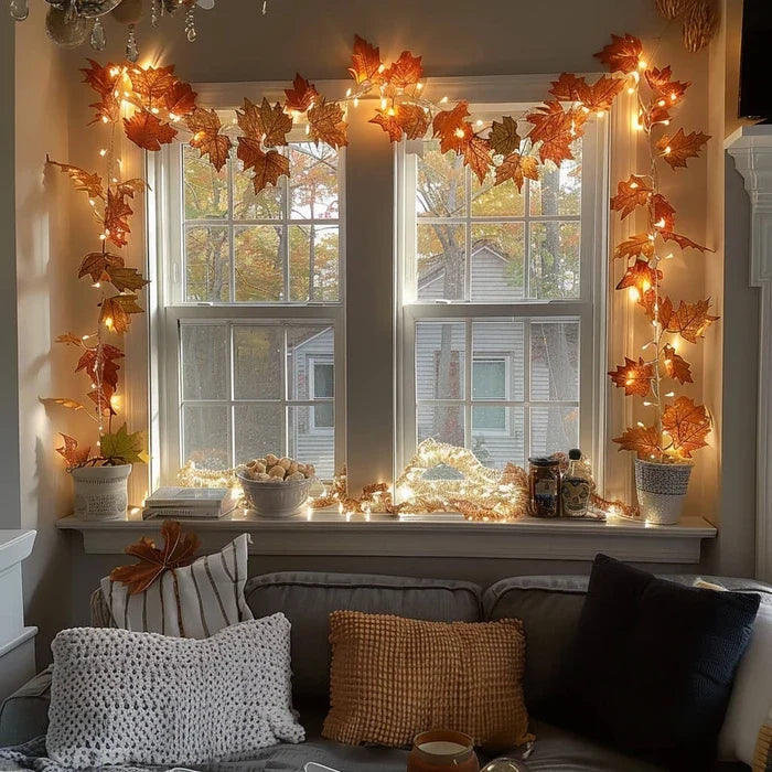 Lighted Garland With Berries and Leaves – Fairy Light Strand in Five Styles Tevako