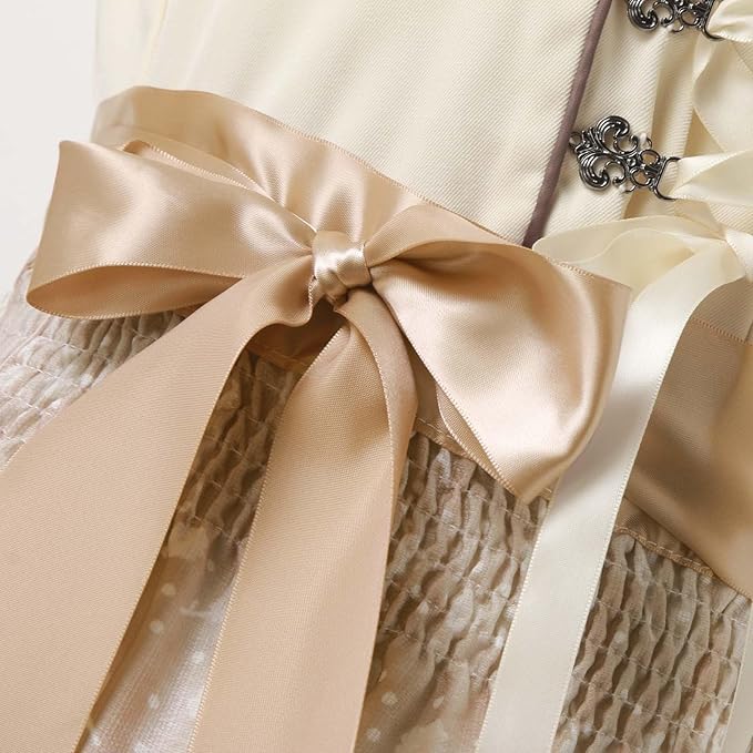 AlpenSchein – Dames Dirndl Beige met Blouse & Borduursel – Voor Oktoberfest