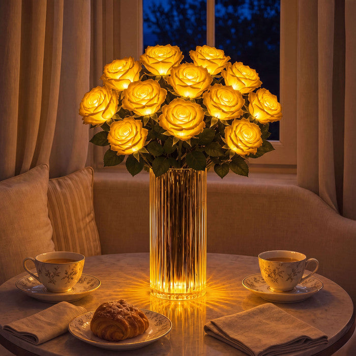 Light-Up Rose Bouquet – Glowing Artificial Flowers That Never Need Water Tevako