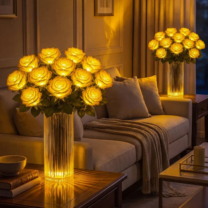 Light-Up Rose Bouquet – Glowing Artificial Flowers That Never Need Water Tevako