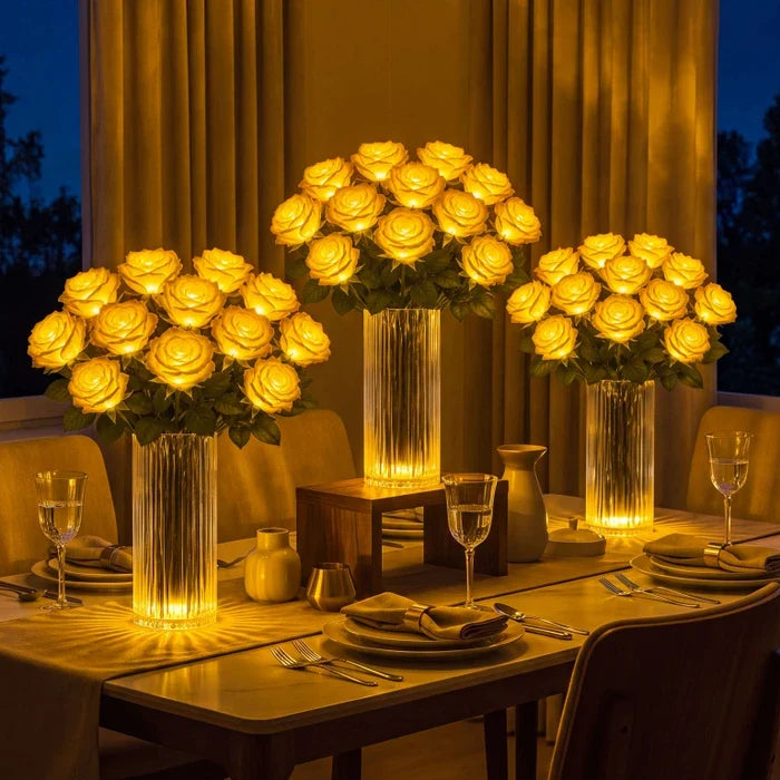 Light-Up Rose Bouquet – Glowing Artificial Flowers That Never Need Water Tevako