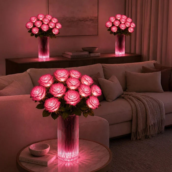 Light-Up Rose Bouquet – Glowing Artificial Flowers That Never Need Water Tevako