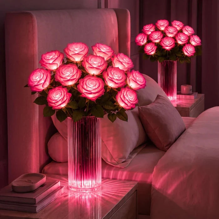 Light-Up Rose Bouquet – Glowing Artificial Flowers That Never Need Water Tevako