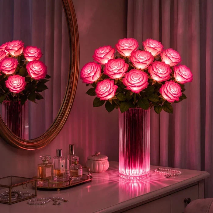 Light-Up Rose Bouquet – Glowing Artificial Flowers That Never Need Water Tevako