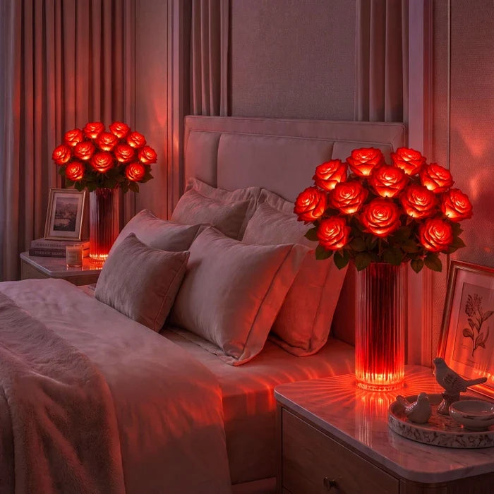 Light-Up Rose Bouquet – Glowing Artificial Flowers That Never Need Water Tevako