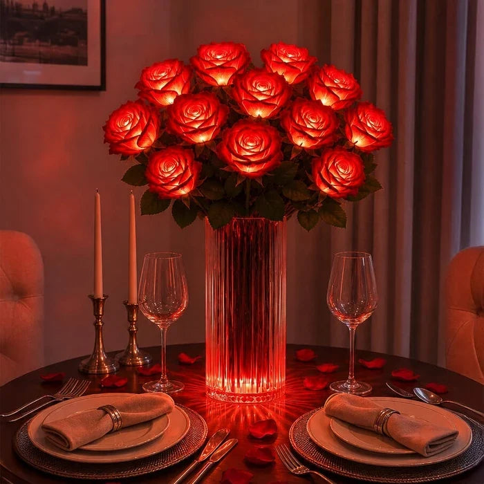 Light-Up Rose Bouquet – Glowing Artificial Flowers That Never Need Water Tevako