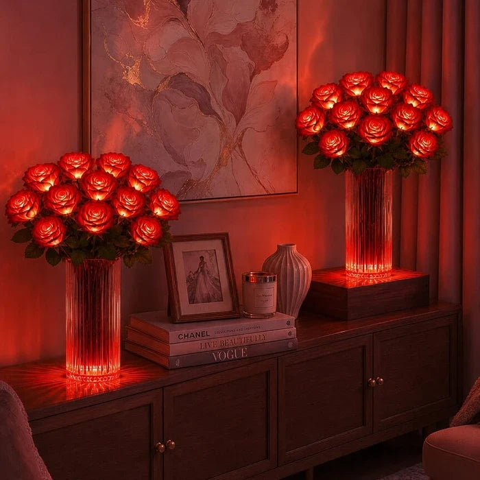 Light-Up Rose Bouquet – Glowing Artificial Flowers That Never Need Water Tevako
