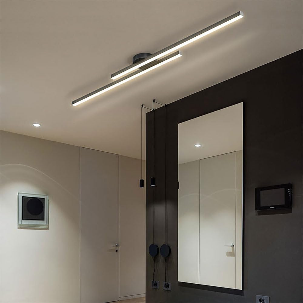Norvion Plafondlamp – Lampada da soffitto LED allungata in alluminio con design minimalista elegante