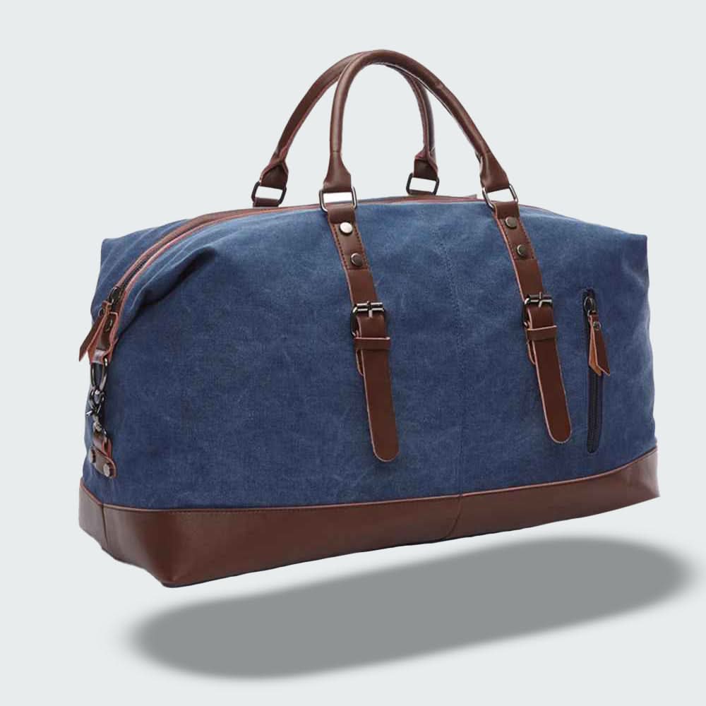 BOLDARA – Leren reistas voor heren met stevige canvas body en elegante details 5