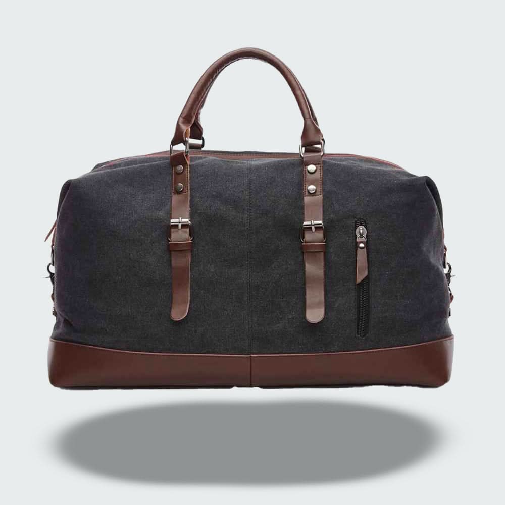 BOLDARA – Leren reistas voor heren met stevige canvas body en elegante details 6