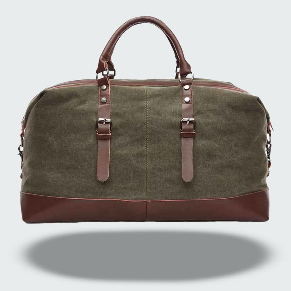BOLDARA – Leren reistas voor heren met stevige canvas body en elegante details 7