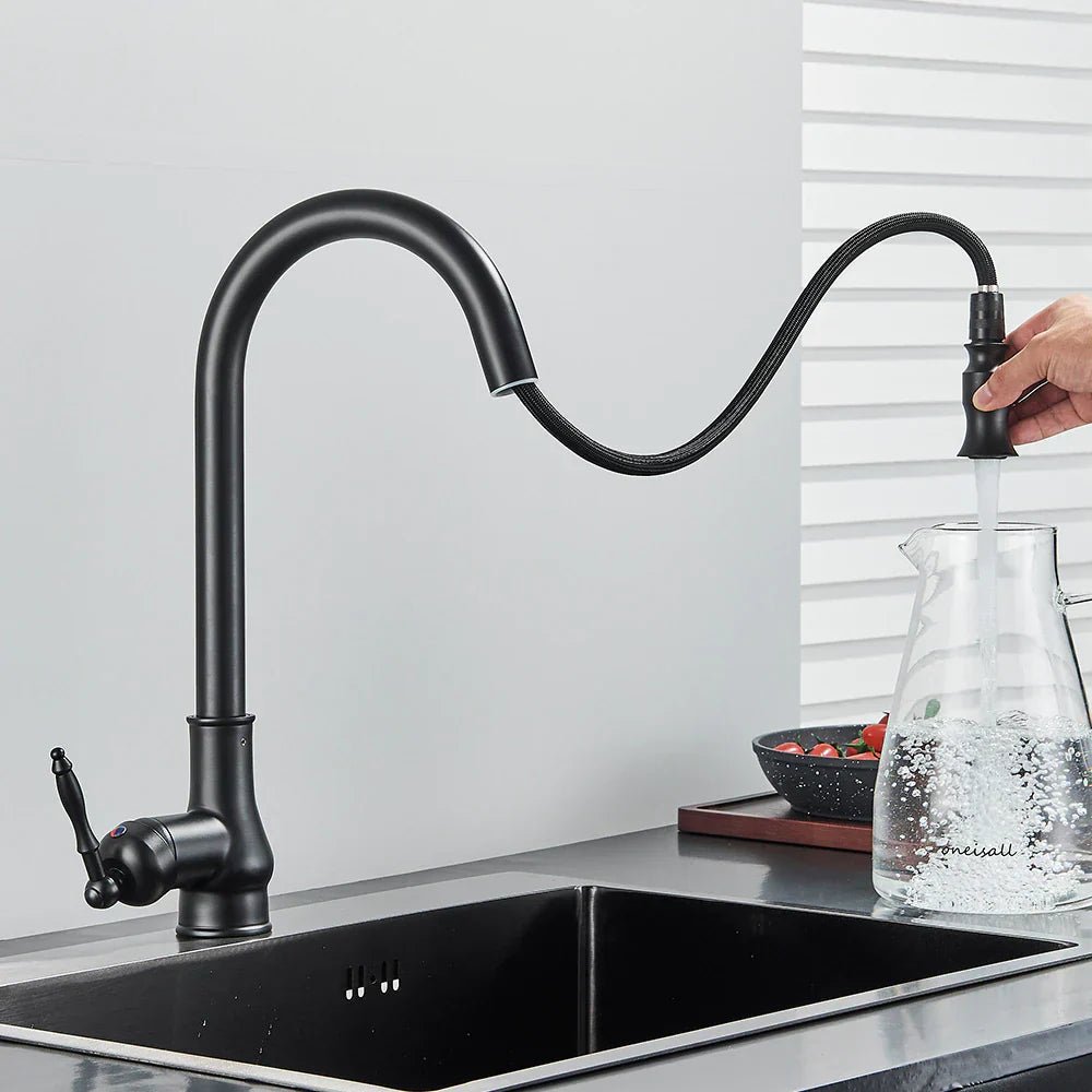 Küchenarmatur Ausziehbar – Antik-Bronze Design mit flexiblem Brausekopf Bolendo